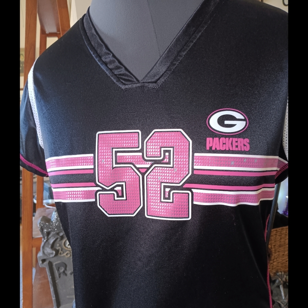 🖤🩷 Green Bay Packers Clay Matthews Jersey Team Apparel XL Black Pink NFL - Picture 2 of 10